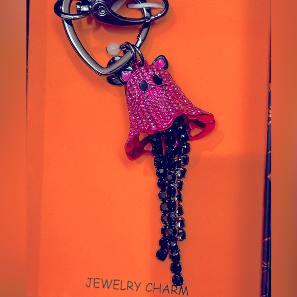 Betsey Johnson Accessories - NIB Betsey Johnson sparkly pink ghost mouse (cat?) jellyfish Jewelry Charm